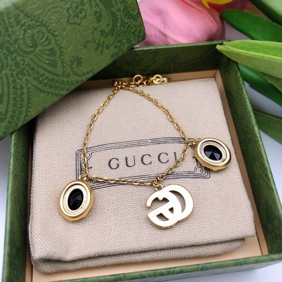 18K GG Black Stones Bracelet