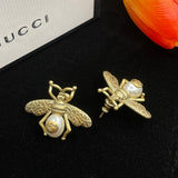 18K GG Bee Pearl Earrings