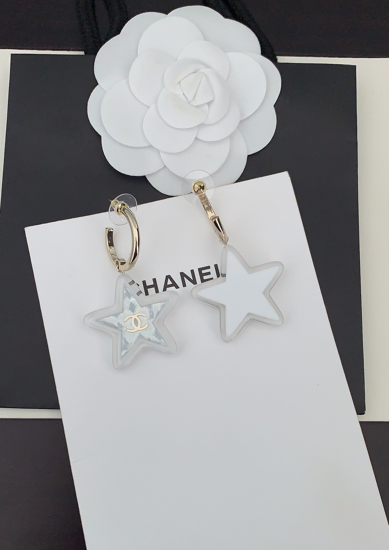 18K CC Star Earrings