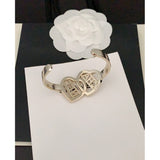 18K CC Diamond Heart Cuff Bracelet