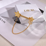 18K CD Black Star Gold Chain Brooch