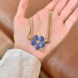 18K CC Blue Gold Camellia Chain Necklace
