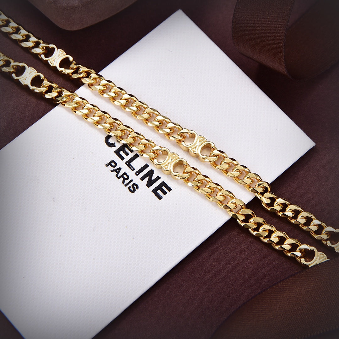 18K CD Triomphe Small Gourmette Necklace