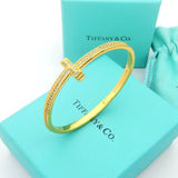 18K T1 Wide Diamond Bangle Bracelet