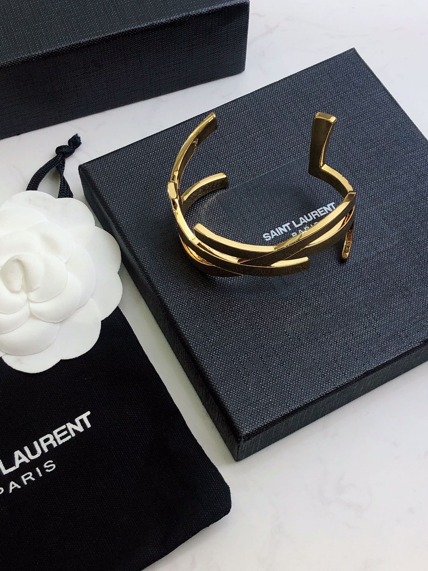 18K Saint Monogram Cuff Bracelet