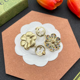 18K GG Color Crystals Flower Earrings