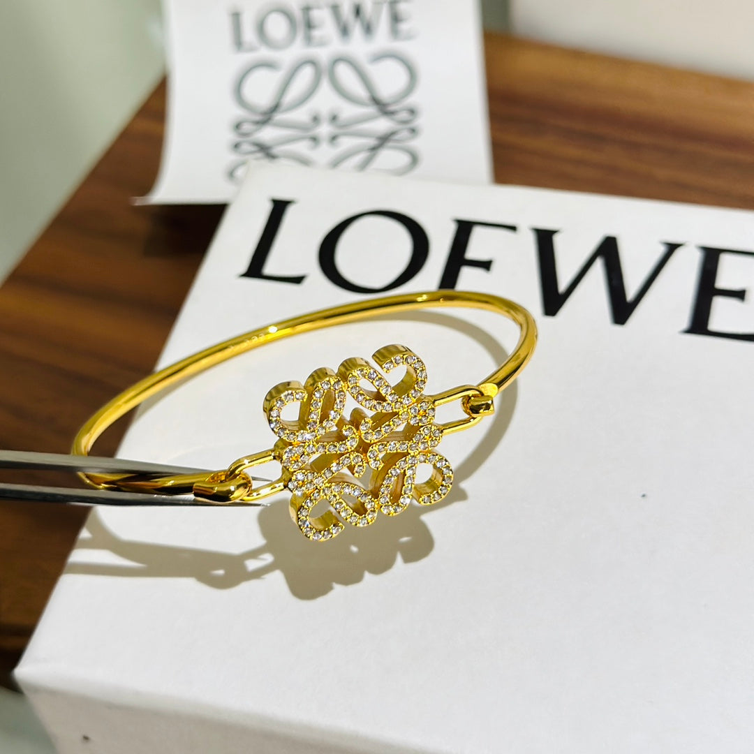18K Anagram Pave Anagram Open Bracelet