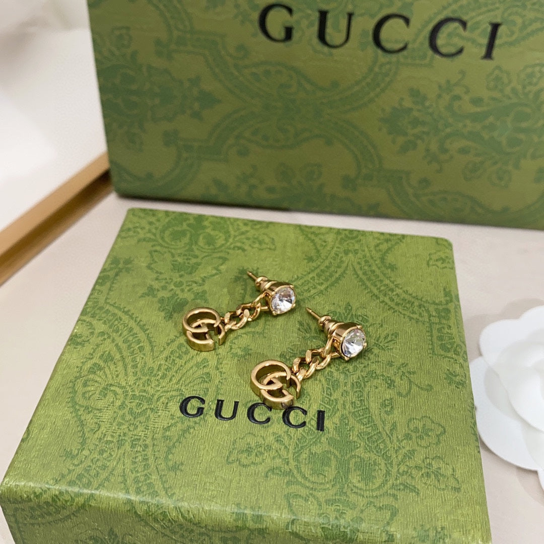 18K GG Crystal Chain Earrings