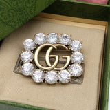 18K GG Crystal Square Brooch
