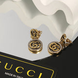 18K GG Crystals Vintage Earrings