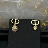 18K CD Pearl Diamond Drop Earrings