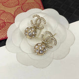 18K CC Drop Diamond Earrings