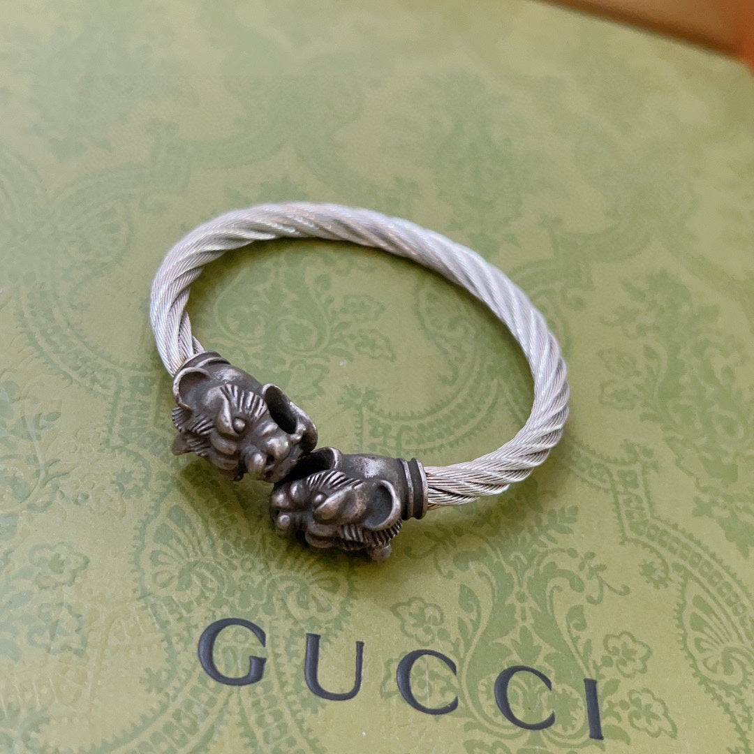 GG Double Tiger Head Vintage Bracelet