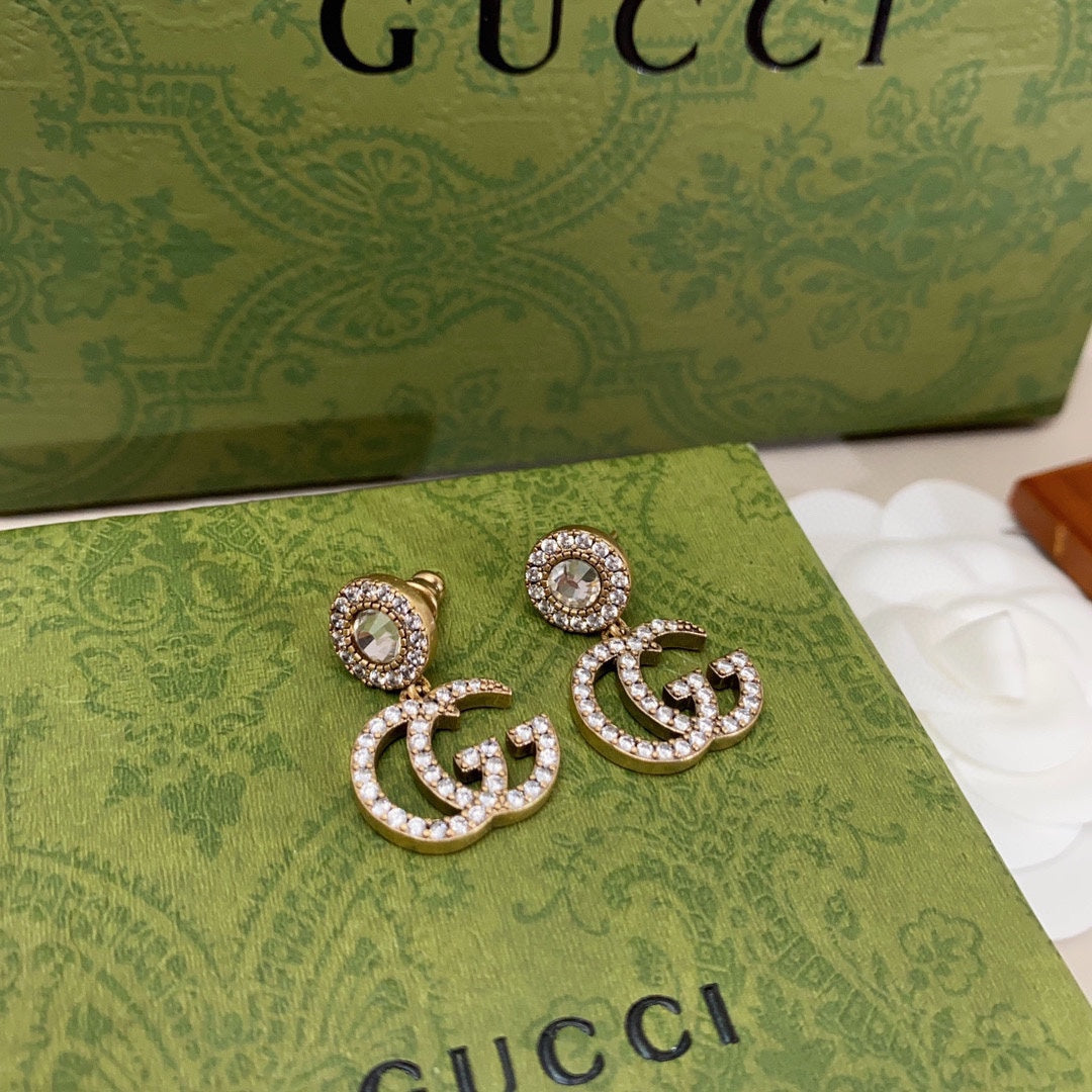 18K GG Crystal Pendant Earrings