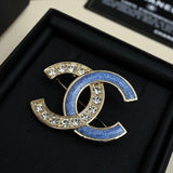 18K CC Sky Blue Diamond Brooch