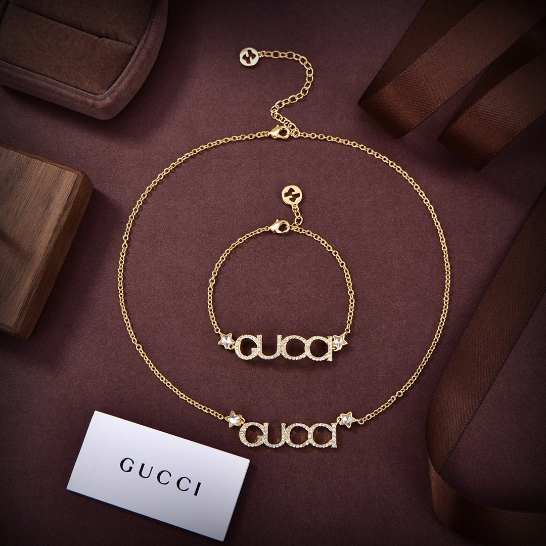 18K GG Embellished Script Letter Necklace