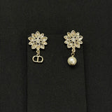 18K CD Flower Diamond Earrings
