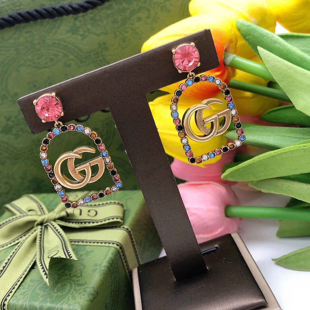 18K GG Color Crystals Earrings
