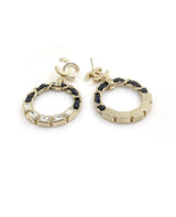 18K CC Round Crystals Earrings