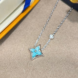 18K Louis Blue Color Blossom Necklace