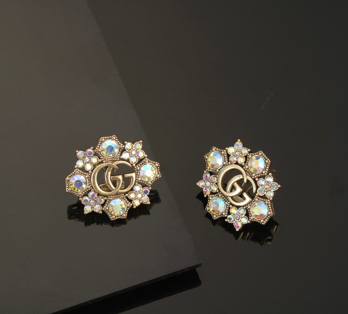 18K GG Blue Flowers Earrings