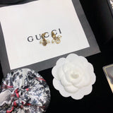 18K GG Flower & Pearl Pendant Earrings