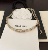 18K CC Gray Crystals Necklace