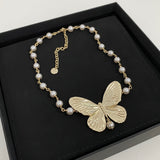 18K CD Butterfly Choker Necklace