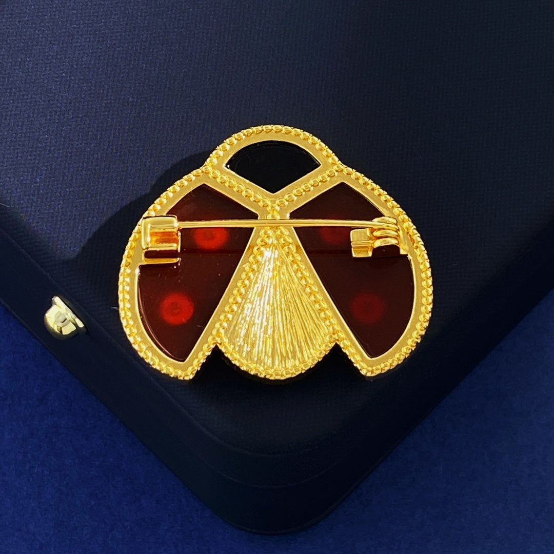 18K Lucky Animals Ladybug Clip Brooch