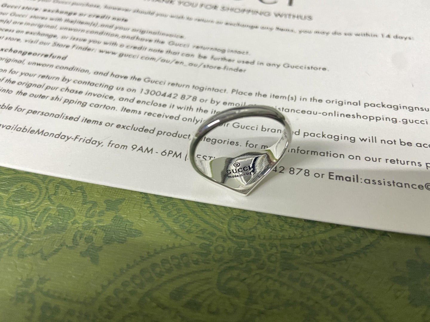 GG Interlocking G Blue Enamel Heart Ring