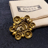 18K GG Flower Crystal Brooch