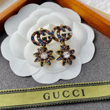 18K GG Flower Pendant Earrings