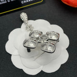 18K CC Diamond Shape Drop Brooch