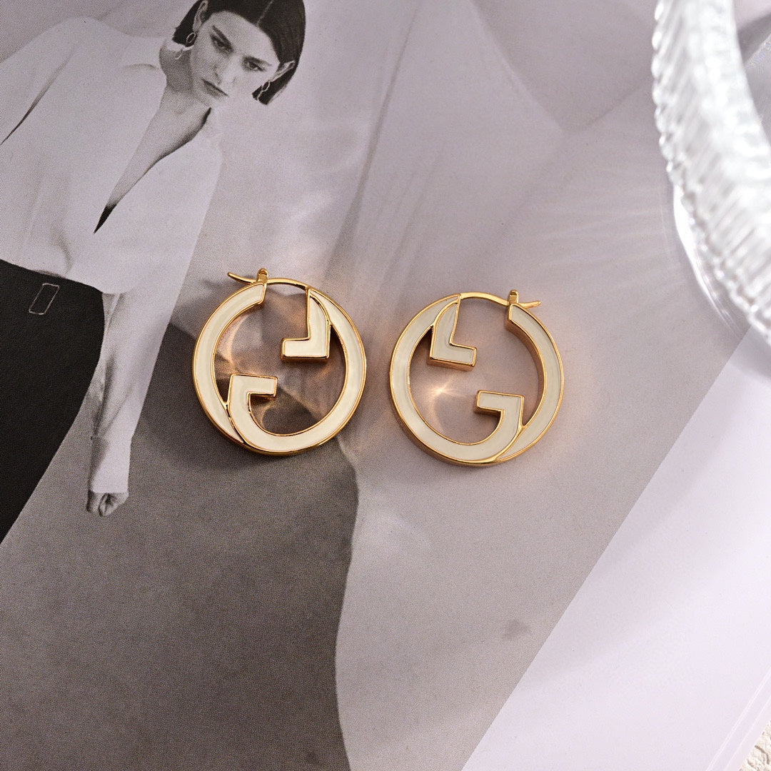 18K GG Pink Hollow Earrings