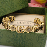 18K GG Flowers Open Cuff Bracelet