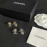 18K CC Vintage Flower Gold Earrings