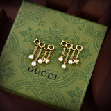 18K GG Script Pearl Earrings