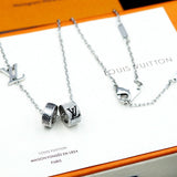 18K Louis Damier Rings Pendant Necklace