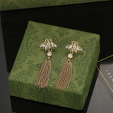 18K GG Bee Tassel Crystal Earrings