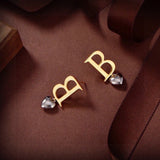 18K BB Heart Drop Earrings