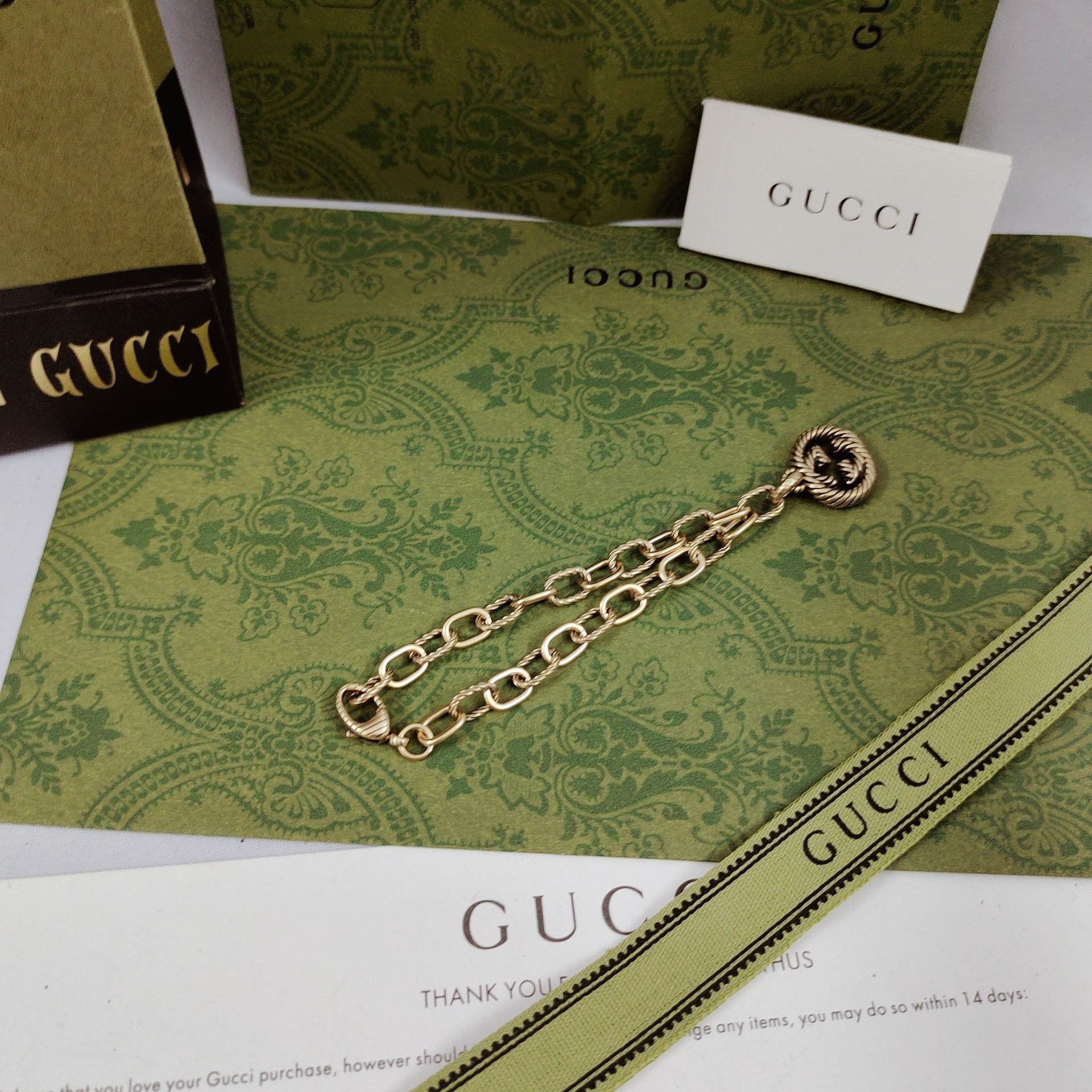18K GG Striped Pendant Bracelet