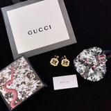 18K GG Square Pearl Earrings
