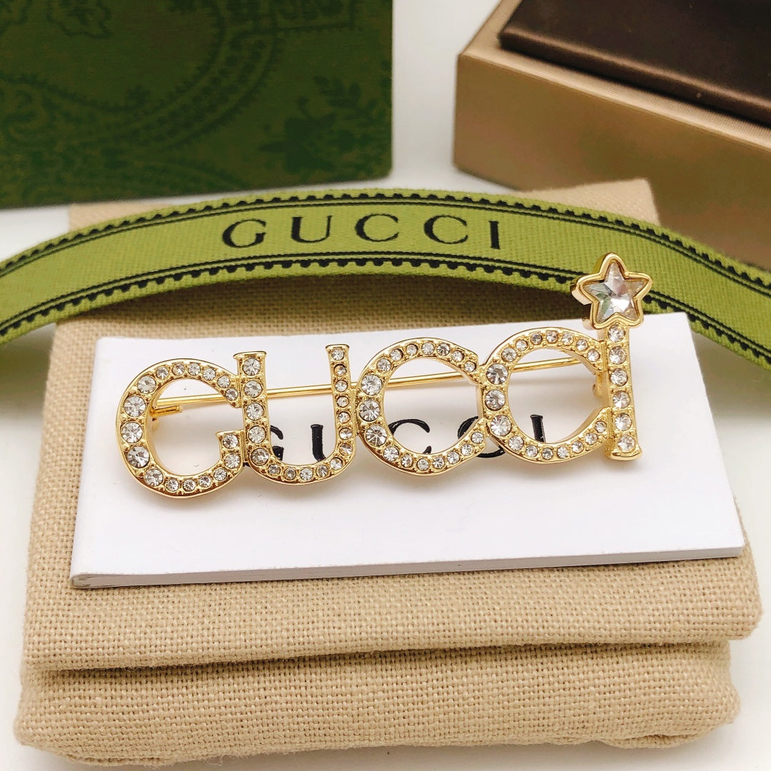 18K GG Diamonds Brooch