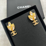 18K CC Crystal Flower Earrings