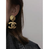 18K CC Gold Pendant Earrings