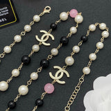 18K CC Black & Pink Bead Long Necklace