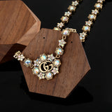 18K GG Crystals Chain Choker Necklace