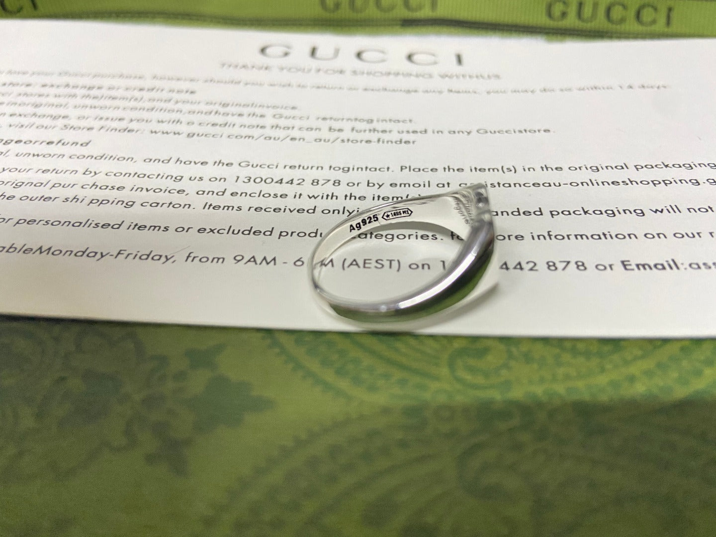 GG Interlocking G Blue Enamel Heart Ring