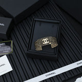 18K CC Black Crystal Wide Cuff Bracelet