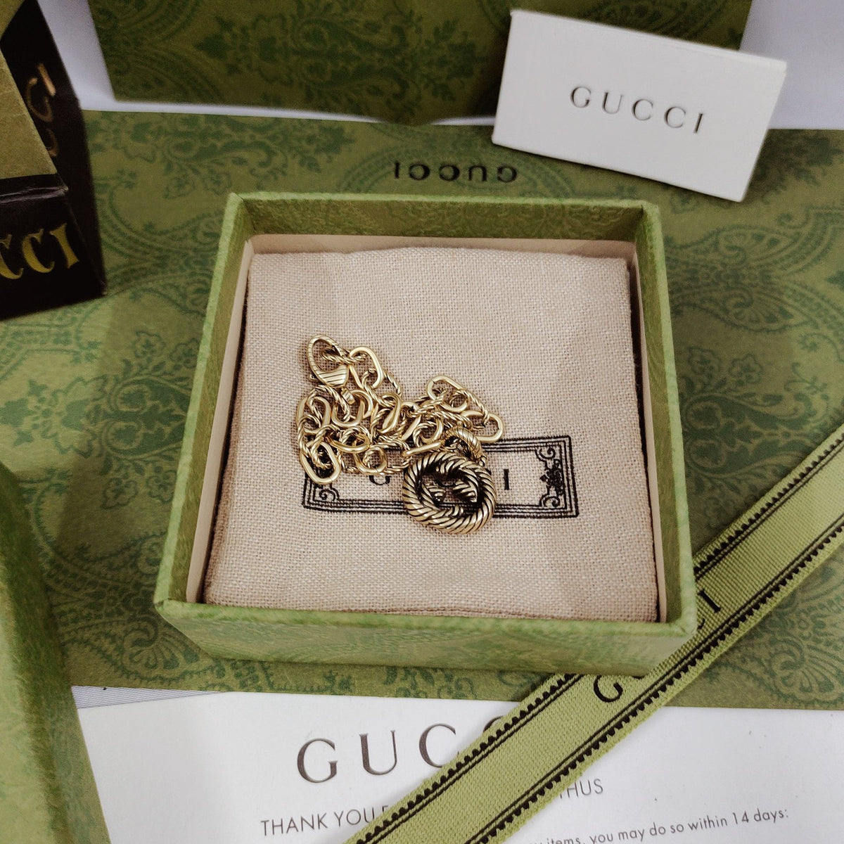 18K GG Striped Pendant Bracelet